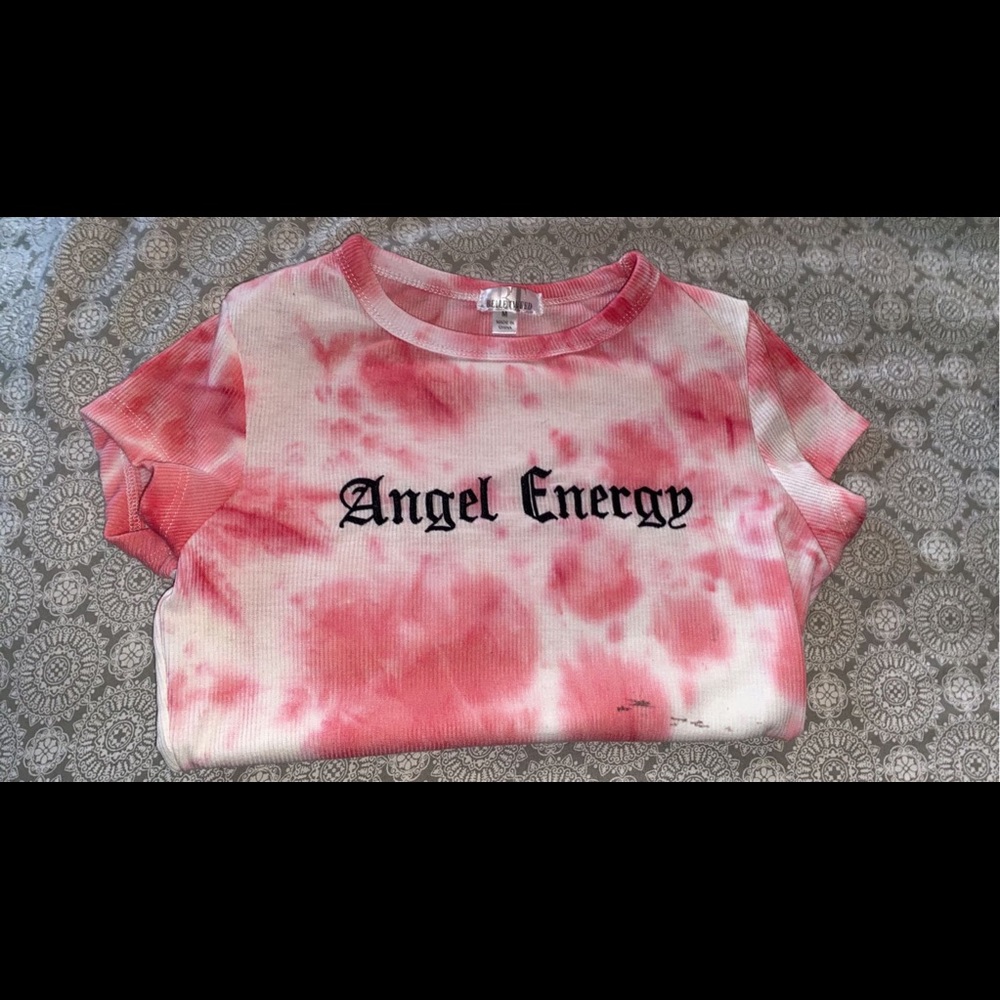 Pink Graphic Embroidered Angel Energy Tee